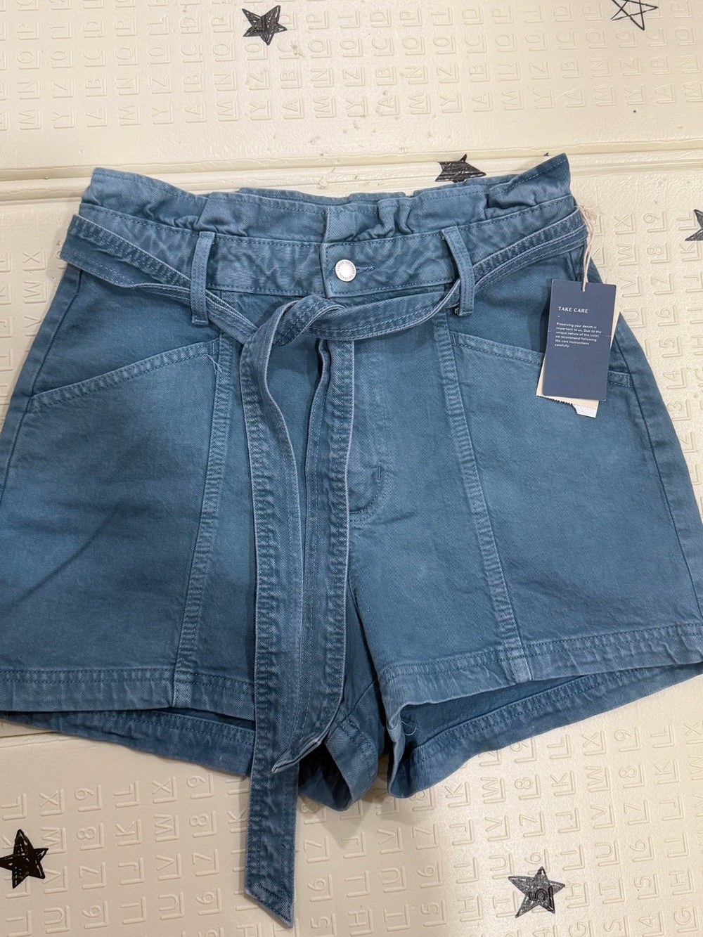 Universal Thread High-Waist Tie-Belt Shorts in Dusty Blue